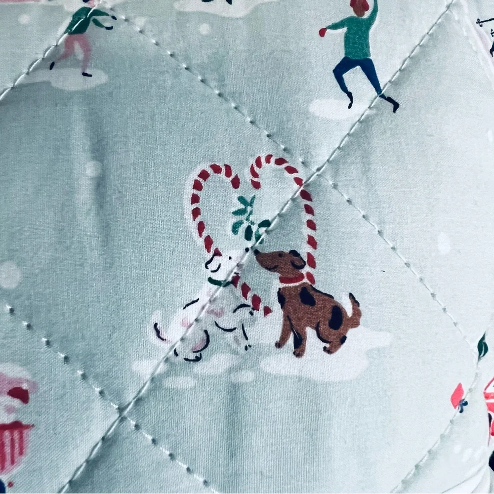 ⚡️Cath Kidston® London Holidays SNOW DAY-DUCK EGG Cotton Quilt, Queen Size, NWT